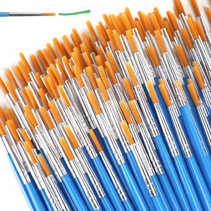 Halobios Small Paint Brushes for Crafts, 100 Pcs Art Painting Brushes Round Paint Brushes Set for Acrylic Painting, Mini Paint Brush for Kids Adults Oil Watercolor Rock Painting Body Face Nail Art