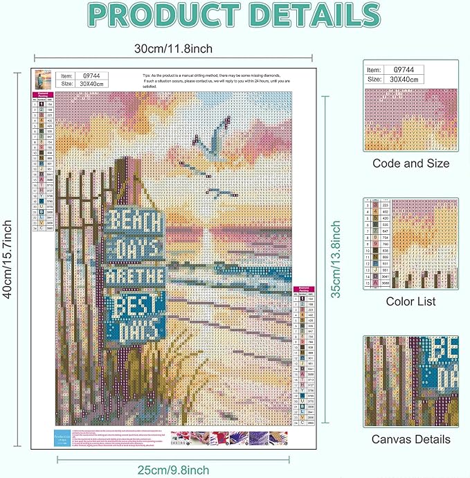 Beach Diamond Painting Kits for Adults - Sunset Diamond Art Kits for Adults