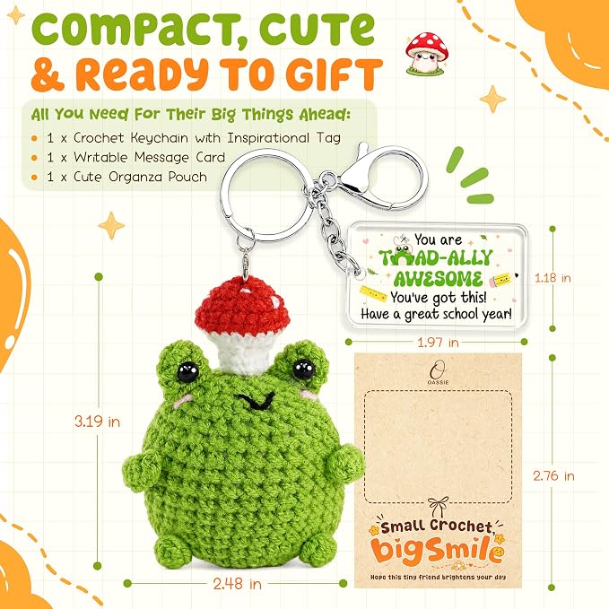 OASSIE Back to School Gifts for Students - Positive Crochet Keychain