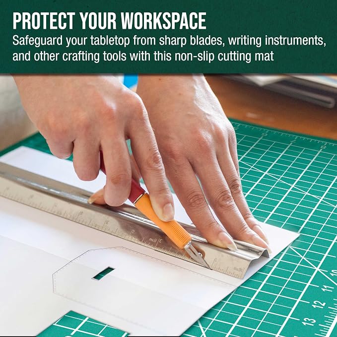 U.S. Art Supply 9"x12" Self-Healing Cutting Mat 5-Ply (2 Pack) Green/Black | Double-Sided Green/Black Craft Mat, Non-Slip Cutting Mats for Crafts, Sewing, Quilting, Scrapbooking