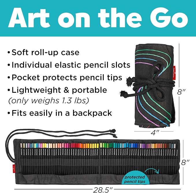 Faber-Castell Black Edition Colored Pencils Roll, 72 Count, Roll-Up Case