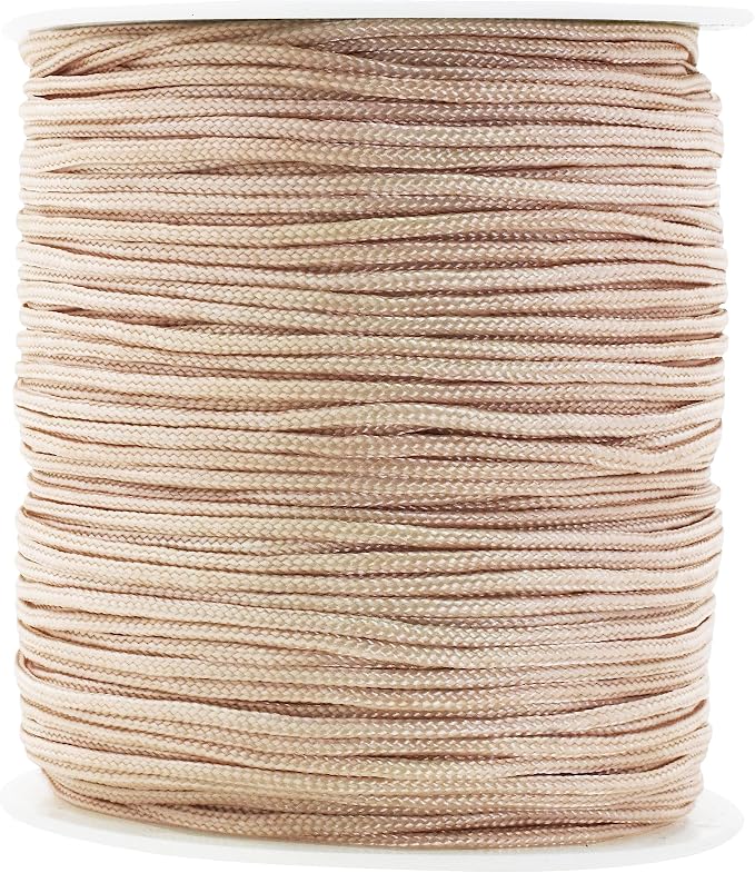Mandala Crafts 1.2mm Champagne Rattail Nylon Satin Cord for Jewelry Making