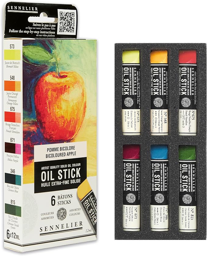 SENNELIER Mini Oil Stick Set, Still Life Colors, 6 Artist Quality Sticks, 12ml