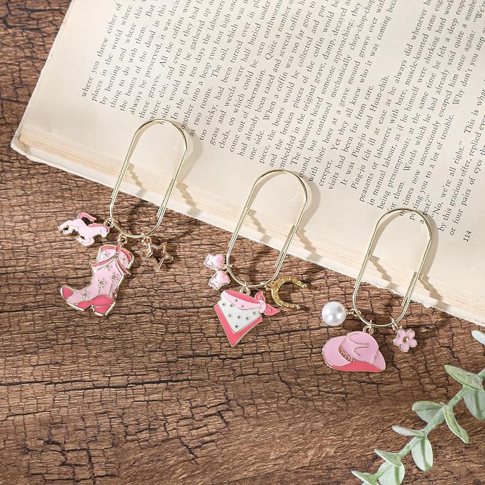Cute Paperclip Metal Bookmark - 3 PCs Western Cowboy Gifts