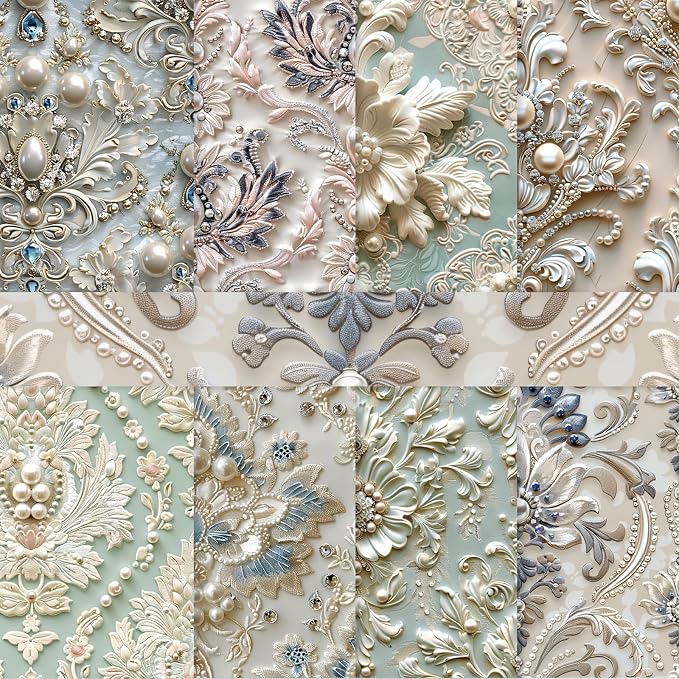 PRSTINCOL Scrapbook Paper,16 Sheets 6x6 Inch Pearl Satin Style Scrapbook Supplies,Single-Sided Vivid Origami Decoupage Paper for Diy Crafts, Card Making, Art Journaling