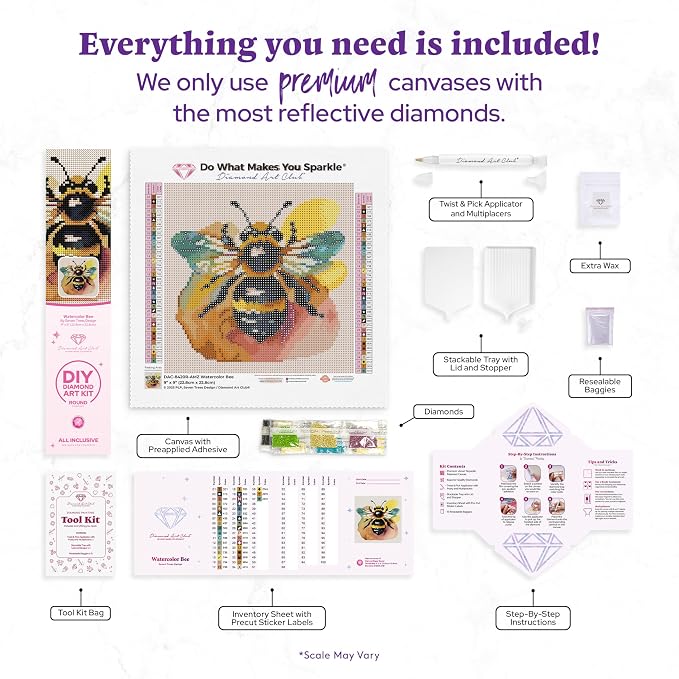 DIAMOND ART CLUB Watercolor Bee Diamond Art Kits for Adults