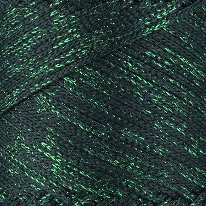 S Sensy 2mm -Premium Polypropylene Macrame Cord 5 Pack Forest Green Sparkle