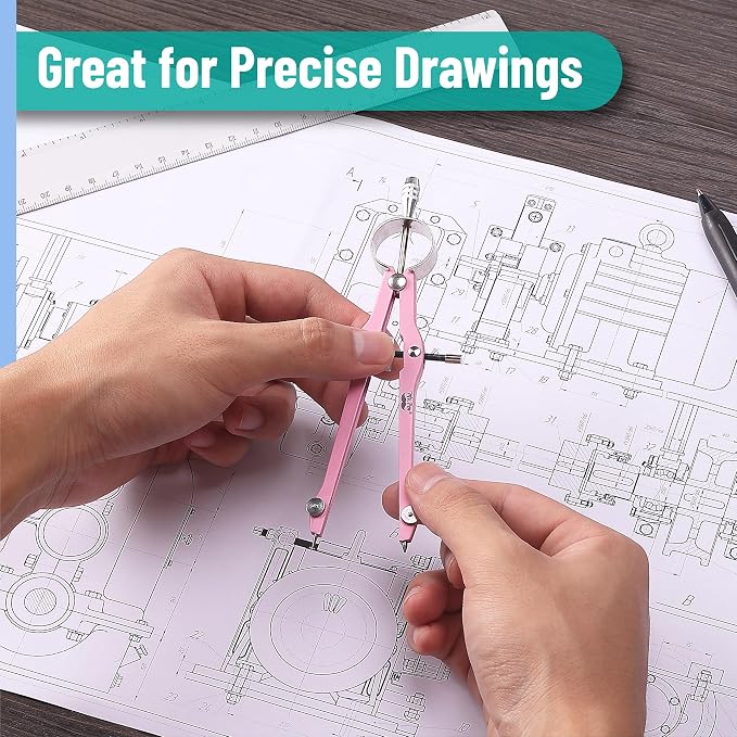 Mr. Pen- Professional Compass for Geometry, Extra Lead | Metal Compass Drawing Tool for Students, Drafting and Engineering, Technical Drawings, Circles and Geometry Projects