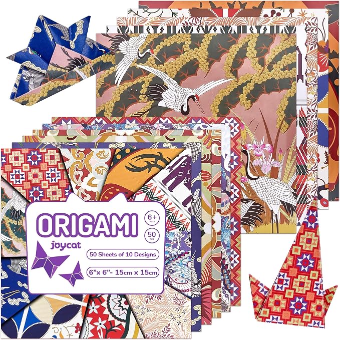 JoyCat Ethnic Patterned Origami Paper, 50 Double-Sided Sheets, 6x6 Inch | Double-sided traditional cultural patterns add global color and detail to origami, scrapbooking, cards and decorative crafts.