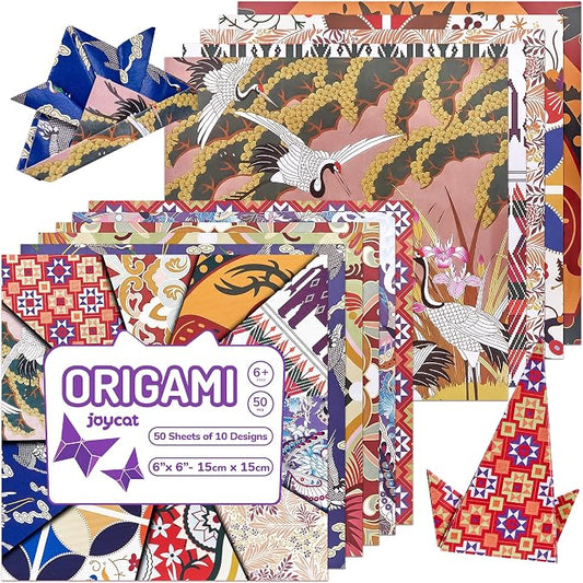 JoyCat Ethnic Patterned Origami Paper, 50 Double-Sided Sheets, 6x6 Inch | Double-sided traditional cultural patterns add global color and detail to origami, scrapbooking, cards and decorative crafts.