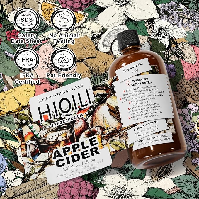 HIQILI Apple Cider Fragrance Oil for Diffuser, Candle & Soap Making