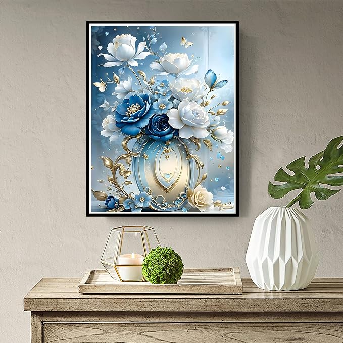 Ycydilirab Flowers Diamond Art Kits for Adults- 5D Diamond Painting for Adults Flowers, DIY Gem Painting Perfect for Relaxation and Home Wall Decor 12x16inch