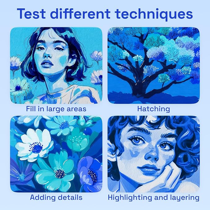 ARTISTRO 5 Blue Tones Dual-Tip Acrylic Paint Marker Pens for Drawing | For Fabric, Rock, Glass, Wood, & Molds, Arts & Crafts Gift for Adults, Teens, & Kids, Classroom Must Haves & School Supplies