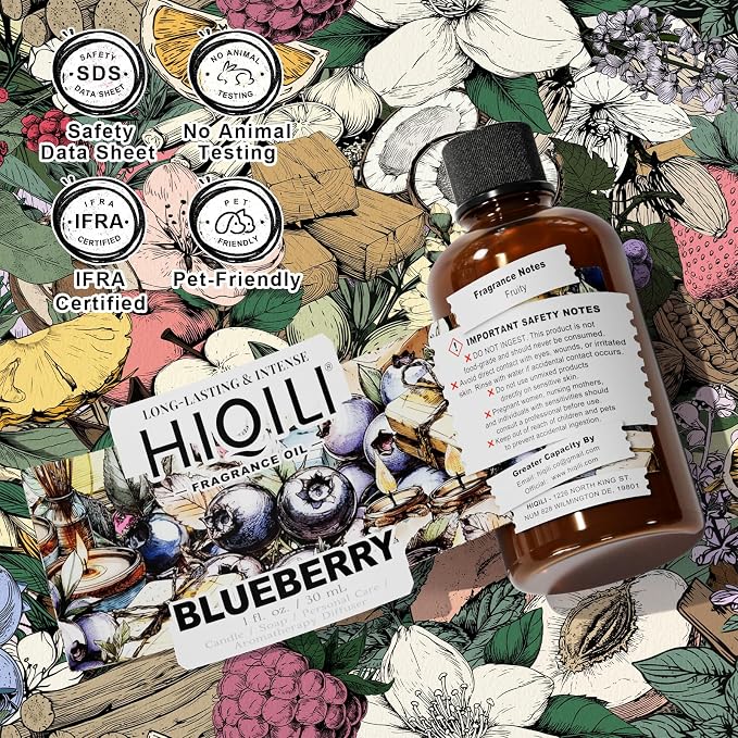 HIQILI Blueberry Fragranc Oil for Soap & Candle Making Supplies - 1 Fl Oz