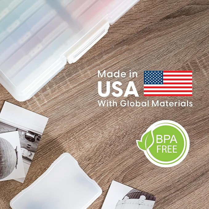 IRIS USA Photo Storage Box |Made in USA| 16 Cases - (2-Pack) - Pearl