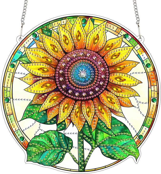 SKRYUIE Sunflower Hanging Pearl Diamond Art Kits for Adults Suncatcher A58