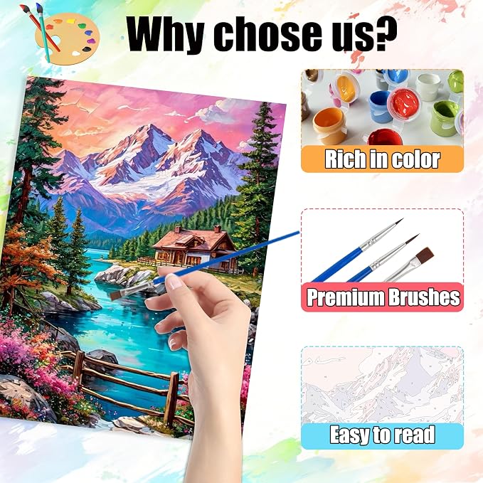 Yunruily Paint by Numbers for Adults - Adult Paint by Numbers,Landscape Painting by Numbers for Adults for Home Wall Decor and Birthday Gifts 16x20inch
