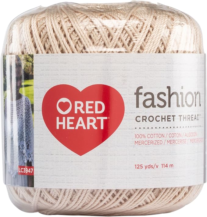 Red Heart Fashion Size 3 Cotton Crochet Thread, Natural, Single