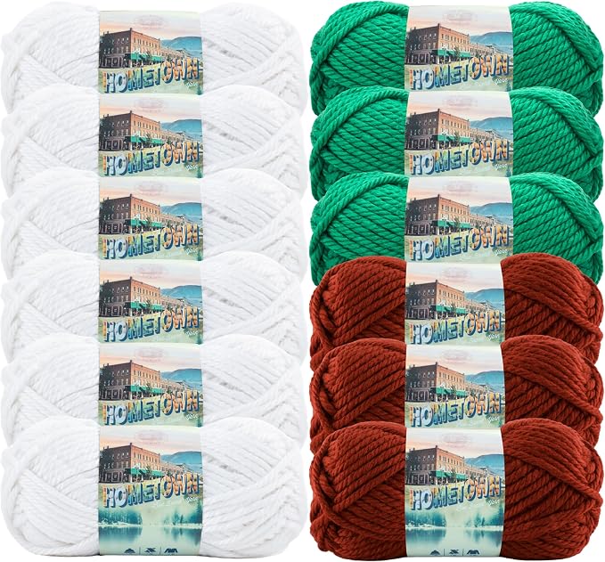 Lion Brand Yarn, Hometown Super Bulky Yarn, Classic Christmas Pack, 12 Skeins