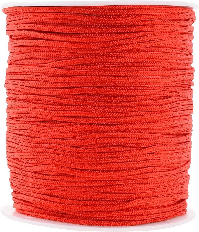 Mandala Crafts 1.2mm Red String Rattail Nylon Satin Cord for Jewelry Making