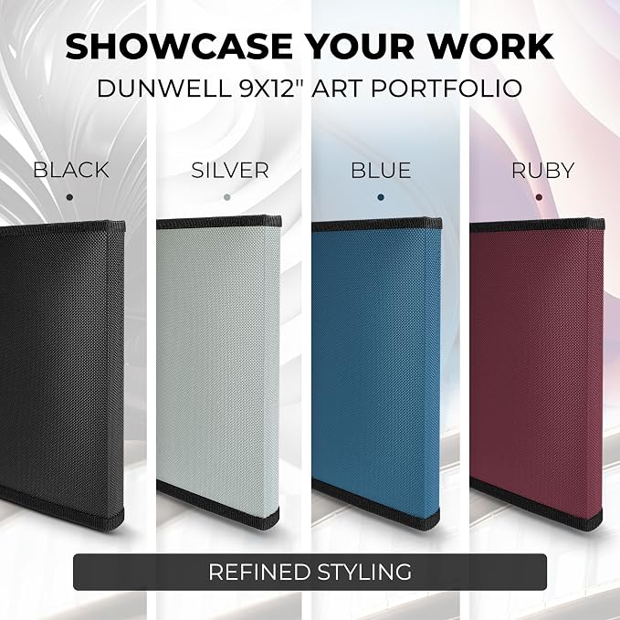 Dunwell 9x12 Art Portfolio Binder, 24 Pockets, Displays 48 Pages