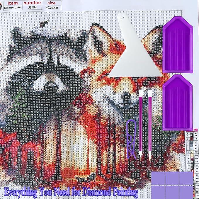 QYING 94PCS 5D Diamond Art Painting Tools and Accessories Kits,with 20 Plastic Diamond Trays,20pcs Glue Clay,20 Diamond Art Painting pens,Non-Slip Clips,tweezer,and Diamond Crreection (Purple)