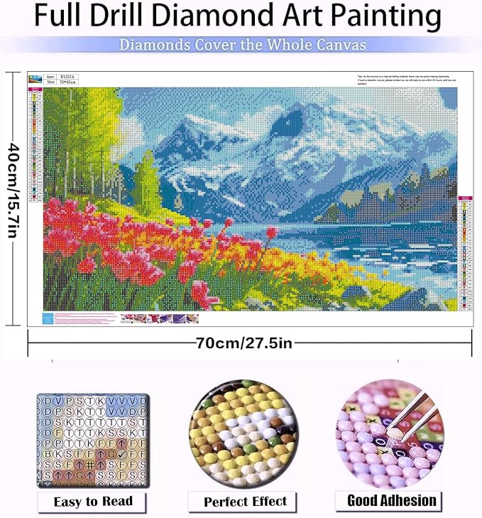 5D Diamond Art Kits for Adults Large Size Diamond Painting Kit 27.6x15.8in | Large Landscape Diamond Art Kit for Adult, DIY Full Drill Big Scenery Diamond Dots Gem Art Kits for Home Wall Decor Gift