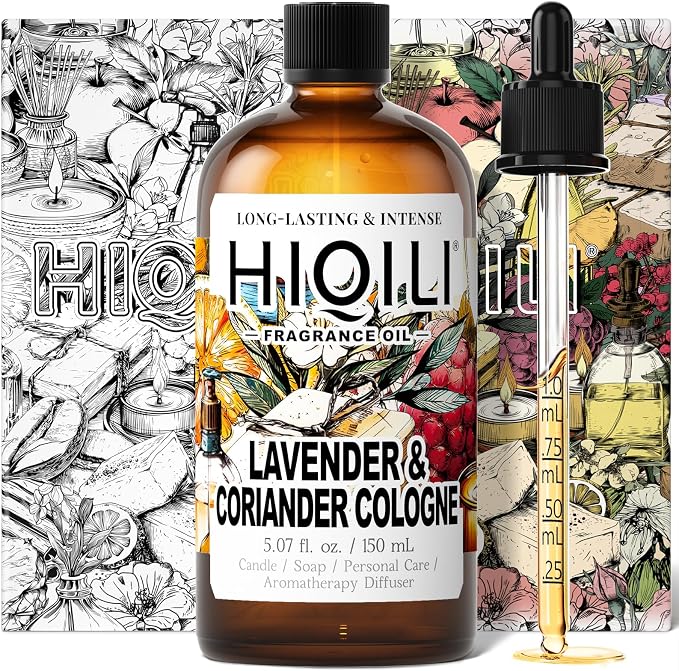 HIQILI Lavender & Coriander Cologne Oil for Diffuser, Candle & Soap