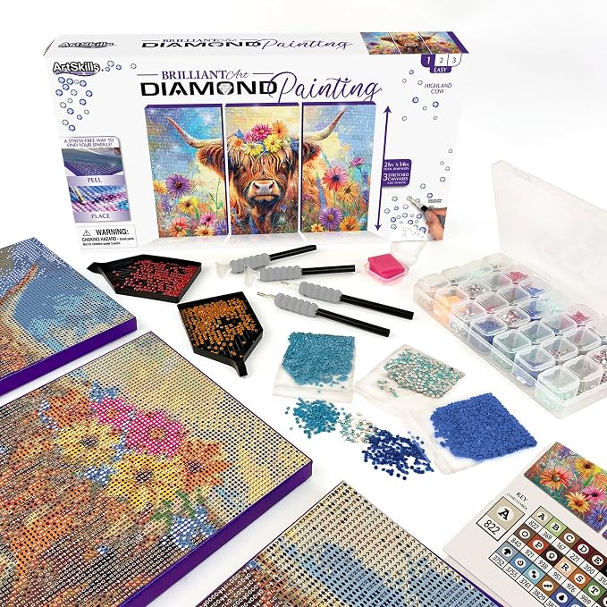 ArtSkills Diamond Painting Kit Framed Canvas Diamond Art - Highland Cow