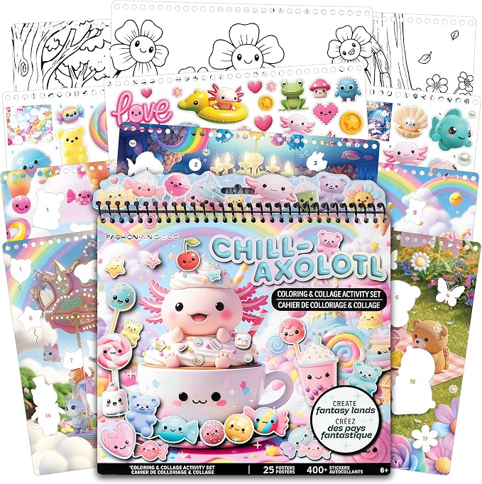 Fashion Angels Chill Axolotl Coloring & Collage Activity Set