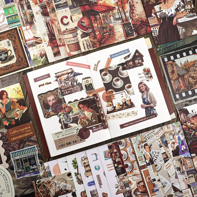 Holiday Scrapbooking Supplies Kit, A6 Notebook, Vintage Junk Journaling Kit