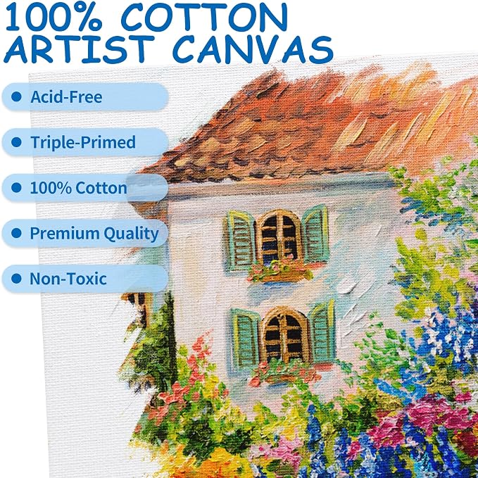 FIXSMITH Canvas Boards for Painting 4x6 Inch, Super Value 48 Pack Mini Canvases, White Blank Canvas Panels, 100% Cotton Primed, Painting Art Supplies