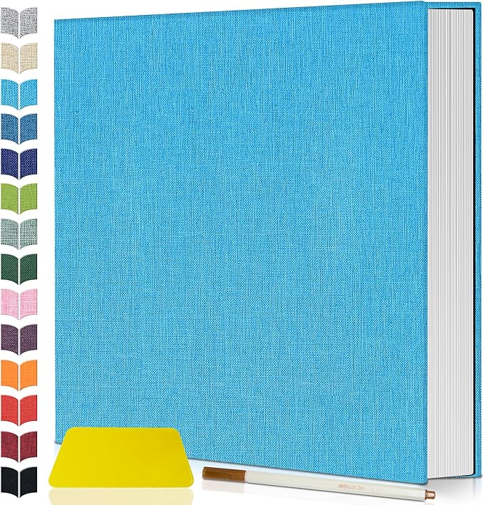Artfeel Photo Album Self Adhesive Scrapbook,120 Pages Large Photo Book for 4x6,5x7,8x10 Pictures,DIY Album for Baby Wedding Family Travel Birthday,with Metallic Pen and Scraper