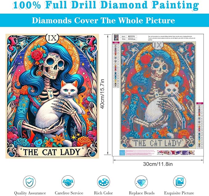 Diamond Art Kits for Adults Gothic Skull Diamond Painting Kit 12x16in