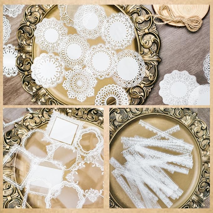 PRSTINCOL 120 PCs Lace Scrapbook Stickers,Waterproof Cutout Transparent Sticker PET Transparent Lace Stickers for Scrapbooking DIY Decoration Making Notebook Frame Album Handmade