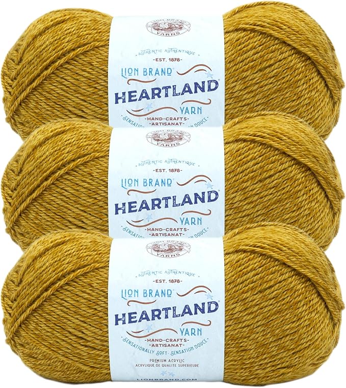Lion Brand Yarn, Heartland Crochet Yarn, Canyonlands, Yellow, 3 Pack