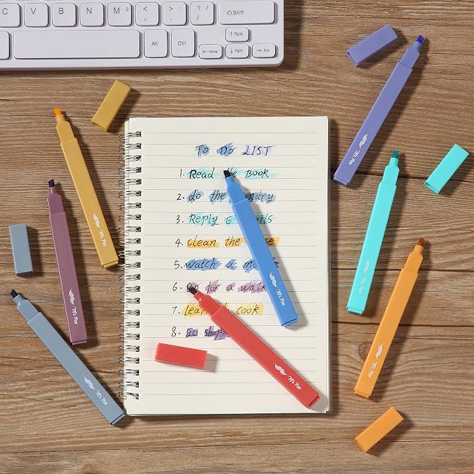 Mr. Pen- Aesthetic Highlighters No Bleed, 8 Pack, Assorted Colors | Chisel Tip, Cute Highlighters Assorted Colors for Journaling, Highlighting, Underlining, Fast Dry, Back to School Supplies