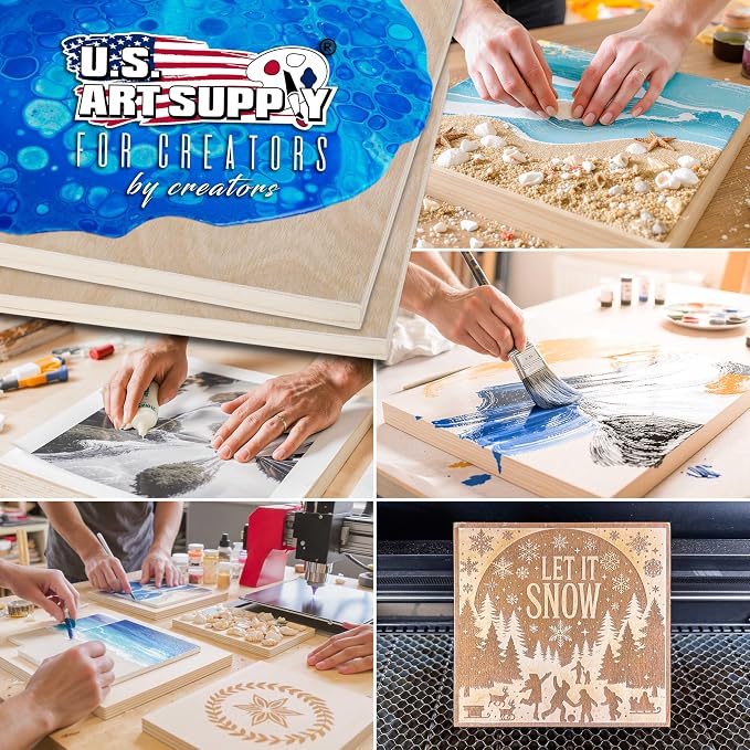 U.S. Art Supply 6" x 24" Unfinished Cradled Wood Panels for Painting