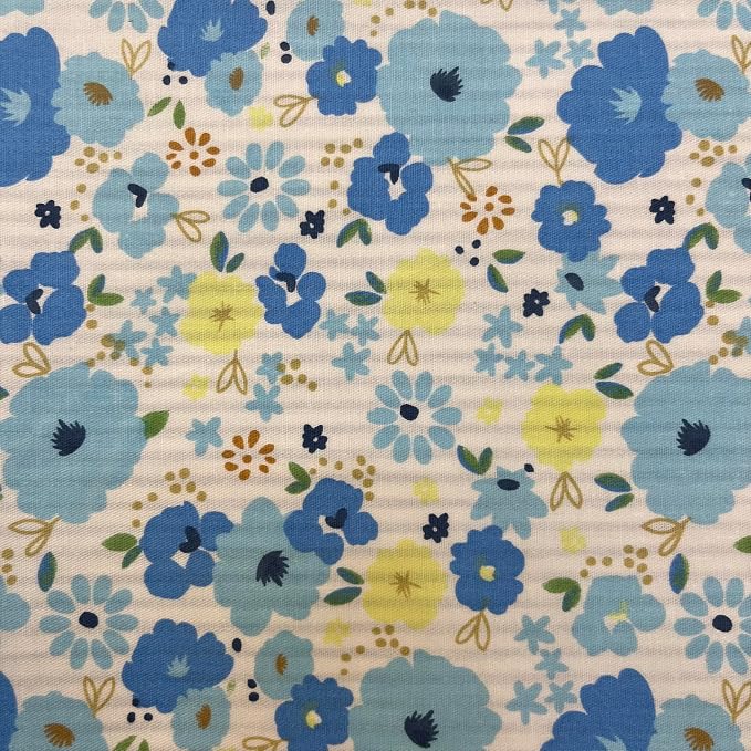 Cotton Fabric DIY Making Supplies Quilting Patchwork Fabric Fat Quarter Bundles DIY for Quilting Cotton Patchwork Cushions (Blue Flowers, 20" x 20")