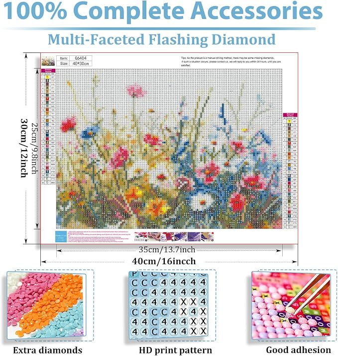 hkejoi Flower Diamond Painting Kits, Diamond Art Kits for Adults 12x16 Inch | Diamond Painting Kits for Adults Beginners, Gem Art, 5D Full Drill, DIY Arts and Crafts for Gift Home or Decor