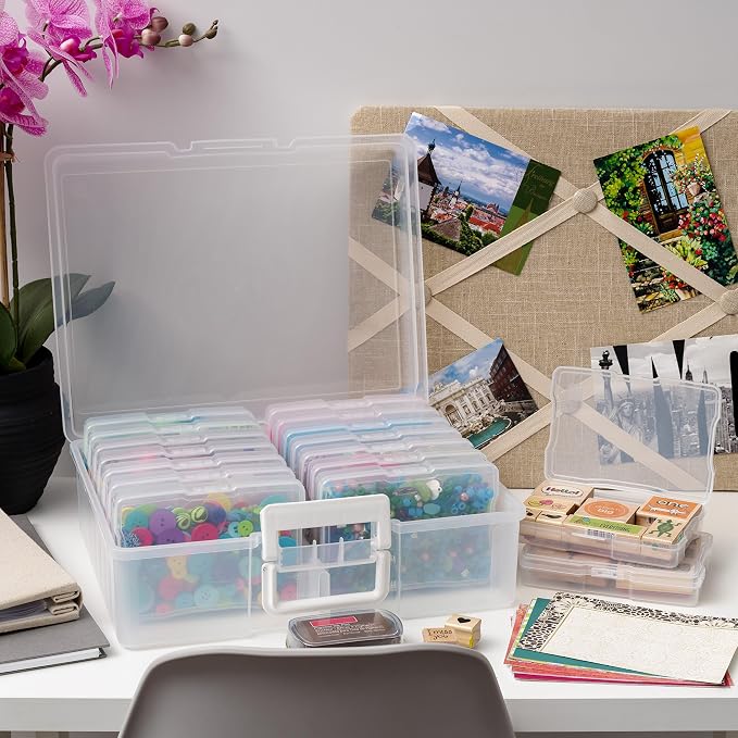 IRIS USA Photo Storage Box |Made in USA| 16 Cases - (2-Pack) - Clear
