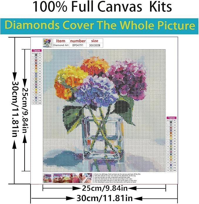Diamond Art Kits for Adults,Hydrangea flowers Diamond Painting Kits 12x12in