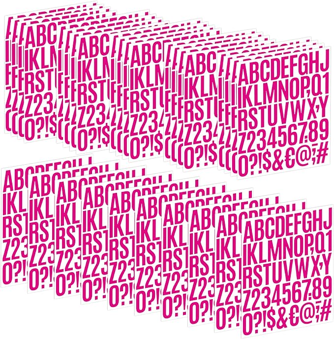 Letter Stickers 30 Sheets 1500 PCS Large Alphabet Sticker 2 Inch Vinyl Self Adhesive Stick on Stickers for Water Bottles Cup Mailbox Number Address Crafts Scrapbook Bulletin Board Decor (Magenta)