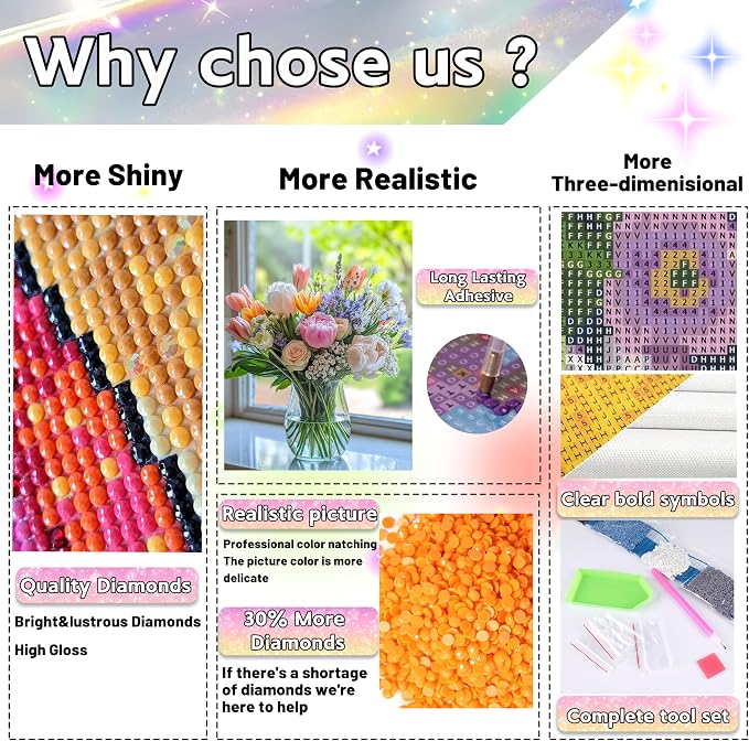 Ausanrl Flowers Diamond Art Kits for Adults Beginner - Diamond Painting Kits for Adults,5D Diamond Painting Flowers,Gem Art Kits for Gifts Home Decor 12x16inch