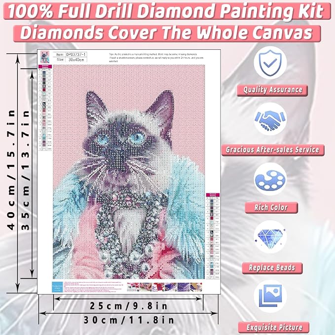 4 Pack Black Cat Diamond Art Kits for Adults Diamond Painting Kit Beginner