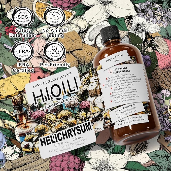 HIQILI Helichrysum Fragrance Oil, DIY Skin Care & Body Product - 5.07 Fl Oz