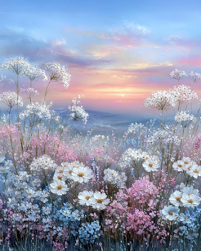 mrpwnle Paint by Numbers Kit for Adults, Wild Flowers Paint by Numbers Kits | Easy Flowers Adult Paint by Number Kits on Canvas Canvas Paint by Numbers for Adults for Home Wall Decoration 16 X 20 inch