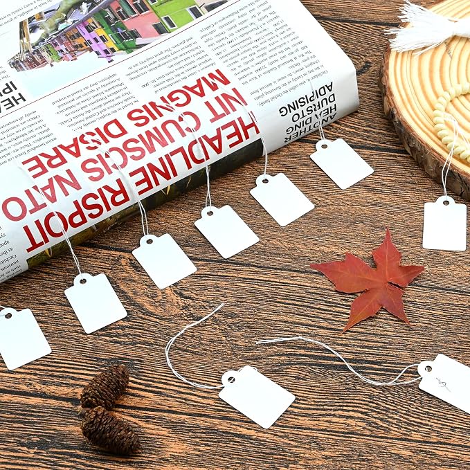 1200 Pack White Price Tags with String Attached Writable Display Labels