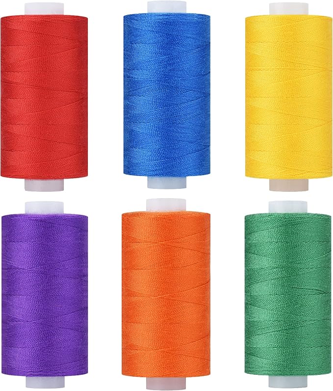 Simthread All Purpose Thread Polyester 400 Yards (6 Basic Colors)