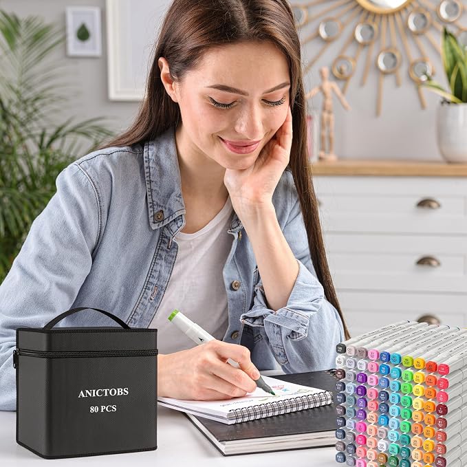 Alcohol Markers 262 Colors with Base Support, Drawing Art Markers Perfect for Students Kids and Adults Comics Sketching Illustration Artistic Creation Gift